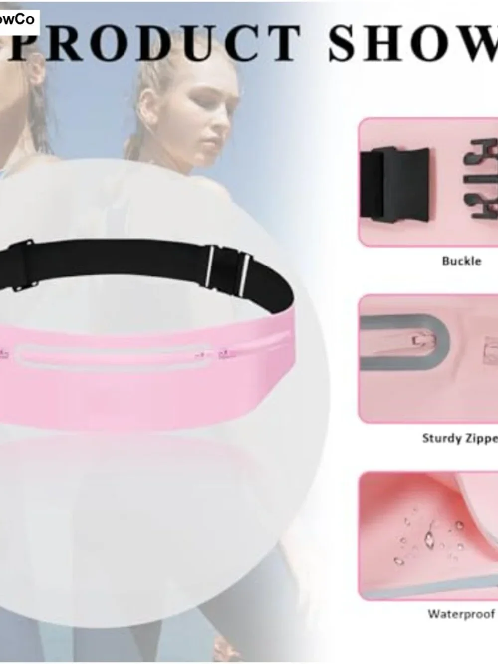 Waterproof Fanny Pack with 3 Zippered Pockets, Adjustable Running Belt Waist
